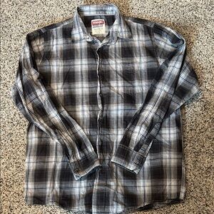 Wrangler Men's Casual Plaid Shirt - Black and White